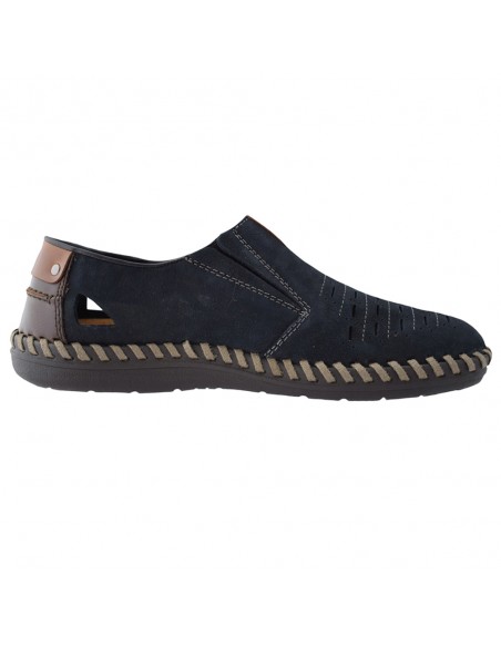 Pantofi barbati, din piele naturala, marca Rieker, B2457-14-42-22, bleumarin