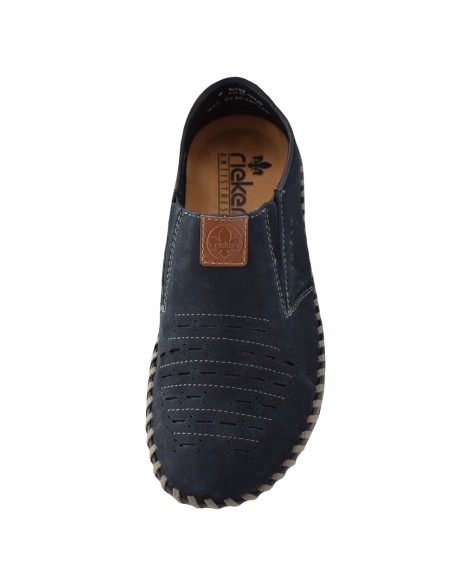 Pantofi barbati, din piele naturala, marca Rieker, B2457-14-42-22, bleumarin