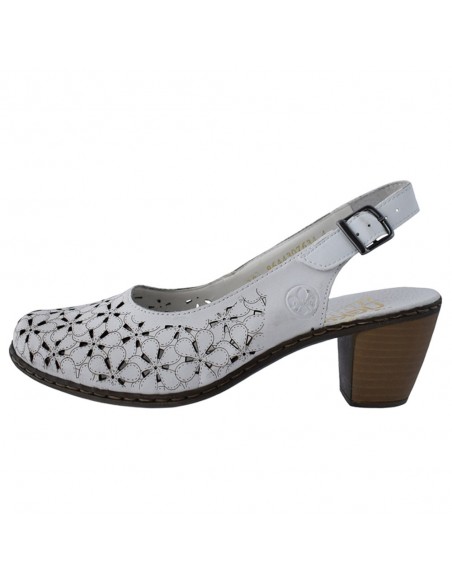 Pantofi dama, din piele naturala, marca Rieker, cod 40981-80-13-22, culoare alb