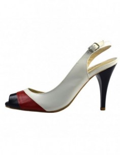 Pantofi dama, din piele naturala, marca Botta, 332-13-05, alb cu rosu