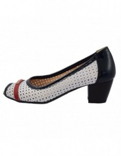 Pantofi perforati dama, piele naturala, marca Conhpol, Cod 627-F3-40, culoare alb cu multicolor